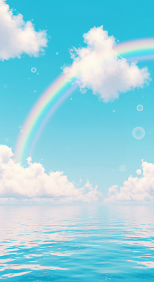 JPG 구름 편집이미지 바다 하늘색 무지개 하늘 사람없음 맑음 여름풍경 비눗방울 화창 편집실사 AI포토 AI콘텐츠 자연요소 날씨 풍경 파란색 CG 파일형식 여름_계절