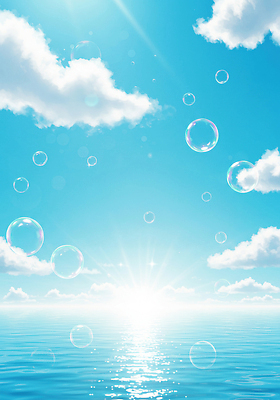 JPG 구름 편집이미지 하늘색 하늘 사람없음 빛 햇빛 맑음 여름풍경 비눗방울 화창 윤슬 편집실사 AI포토 AI콘텐츠 자연요소 물결 날씨 풍경 파란색 태양 CG 파일형식 여름_계절