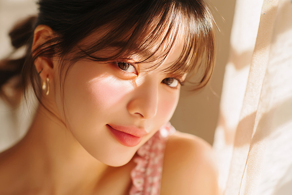 JPG 편집이미지 여자 얼굴 그림자 한명 미소 성인 햇빛 귀걸이 커튼 설레임 의료성형뷰티 성인여자한명만 편집실사 AI인물포토 AI콘텐츠 1 감정 장신구 표정 사람 신체부위 태양 CG 여자한명만 성인여자만 파일형식 AI포토