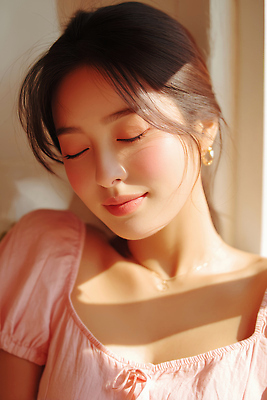 JPG 편집이미지 여자 얼굴 그림자 한명 미소 성인 햇빛 눈감음 귀걸이 설레임 의료성형뷰티 성인여자한명만 편집실사 AI인물포토 AI콘텐츠 1 감정 장신구 모션 표정 사람 신체부위 태양 CG 여자한명만 성인여자만 파일형식 AI포토