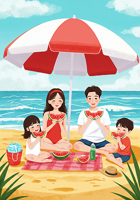 JPG 전신 구름 여자 남자 수영복 어린이 일러스트 가족 하늘 가족여행 여름방학 웃음 들기 앉기 소녀 소년 여러명 성인 해변 여름휴가 여름풍경 머리띠 풀잎 양동이 즐거움 돗자리 휴양지 수박조각 챙모자 국내일러스트 AI일러스트 AI콘텐츠 자연요소 모자_잡화 옷 감정 바다 조각 여행 다수 잎 장신구 관계 모션 방학 휴가 수박 표정 사람 풍경 장소 풀_식물 파일형식 여름_계절