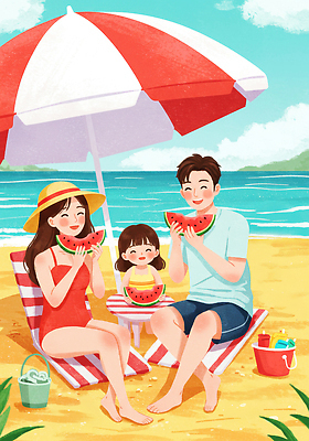 JPG 전신 구름 여자 남자 수영복 어린이 일러스트 가족 하늘 가족여행 여름방학 들기 앉기 소녀 성인 해변 세명 여름휴가 여름풍경 양동이 즐거움 돗자리 휴양지 선베드 수박조각 챙모자 국내일러스트 AI일러스트 AI콘텐츠 자연요소 모자_잡화 옷 감정 바다 조각 여행 의자 관계 모션 방학 휴가 수박 사람 풍경 장소 파일형식 여름_계절