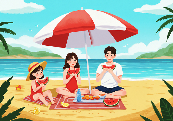 JPG 전신 구름 여자 남자 수영복 어린이 잎 일러스트 가족 하늘 가족여행 산 여름방학 들기 앉기 소녀 성인 해변 세명 여름휴가 여름풍경 비치볼 물통 즐거움 휴양지 선베드 수박조각 챙모자 국내일러스트 AI일러스트 AI콘텐츠 자연요소 식물 모자_잡화 옷 감정 바다 조각 여행 의자 공 관계 모션 방학 휴가 수박 바캉스용품 사람 풍경 장소 파일형식 여름_계절