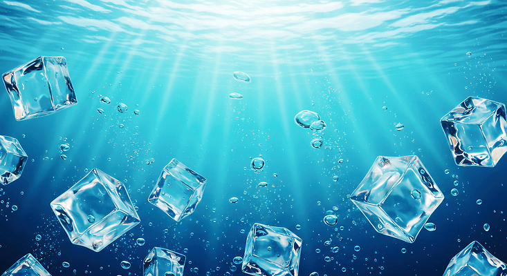 JPG 편집이미지 백그라운드 사람없음 파란색 햇빛 얼음 수중 물방울 시원함 청량 편집실사 AI포토 AI콘텐츠 자연요소 컬러 태양 CG 파일형식