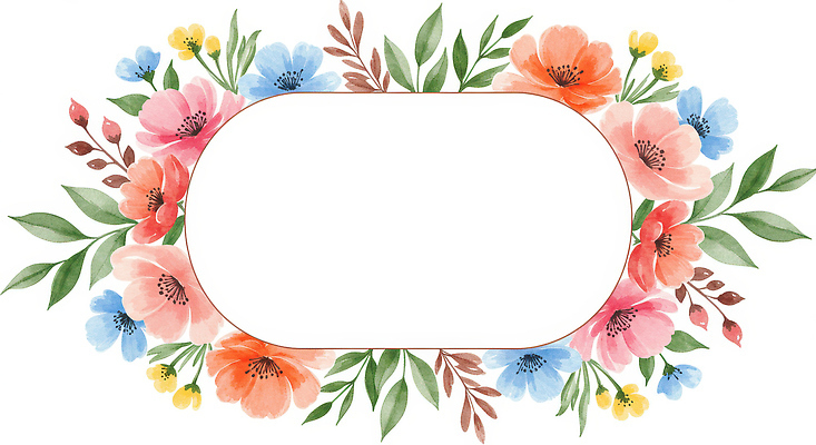 JPG 잎 일러스트 수채화 사람없음 컬러풀 꽃프레임 카피스페이스 국내일러스트 AI일러스트 AI콘텐츠 식물 꽃 컬러 프레임 공백 파일형식