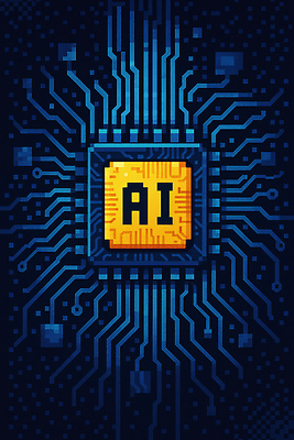 JPG 일러스트 사람없음 메모리칩 남색 전자회로 픽셀 AI_인공지능 국내일러스트 AI일러스트 AI콘텐츠 컬러 부속품 회로판 파일형식