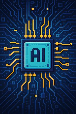 JPG 일러스트 사람없음 메모리칩 남색 전자회로 픽셀 AI_인공지능 국내일러스트 AI일러스트 AI콘텐츠 컬러 부속품 회로판 파일형식