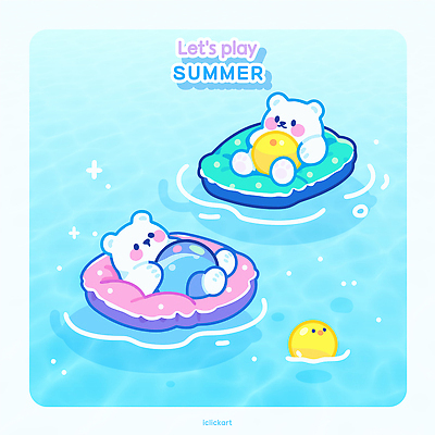 물결 하늘색 일러스트 물놀이 휴식 수영장 들기 사람없음 여름휴가 눕기 귀여움 수영 떠있는 비치볼 곰캐릭터 북극곰 백곰 비치베드 튜브 국내일러스트 AI파일 동물캐릭터 컨셉 공 곰 모션 놀이 휴가 바캉스용품 파란색 수상스포츠 파일형식 벡터 여름_계절