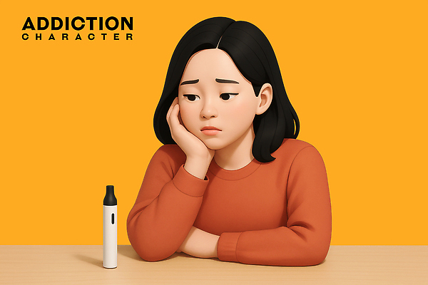PSD 편집이미지 응시 여자 탁자 한명 앉기 상반신 성인 3D 주황색 니코틴중독 시무룩 우울감 울상 힘듦 전자담배 성인여자한명만 편집3D 1 시선 감정 컬러 가구 컨셉 모션 담배 표정 사람 디지털합성 중독 여자한명만 성인여자만 파일형식