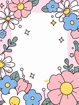 꽃 분홍색 잎 일러스트 사람없음 반짝임 귀여움 봄 화사함 꽃프레임 키치 국내일러스트 AI파일 식물 계절 컬러 컨셉 모션 프레임 파일형식 벡터