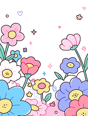 구름 꽃 잎 일러스트 사람없음 반짝임 컬러풀 귀여움 봄 화사함 키치 국내일러스트 AI파일 자연요소 식물 계절 컬러 컨셉 모션 파일형식 벡터