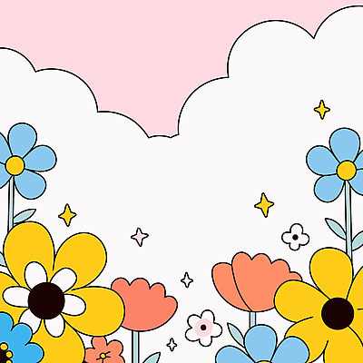 구름 꽃 잎 일러스트 사람없음 반짝임 컬러풀 귀여움 봄 화사함 키치 국내일러스트 AI파일 자연요소 식물 계절 컬러 컨셉 모션 파일형식 벡터