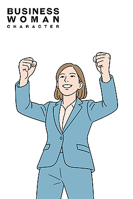 여자 일러스트 한명 미소 정장 성인 비즈니스라이프 손들기 파이팅 만세 비즈니스우먼 성인여자한명만 일러캐릭터 AI파일 캐릭터 1 라이프스타일 옷 비즈니스 모션 표정 사람 직장인 여자한명만 성인여자만 파일형식 벡터