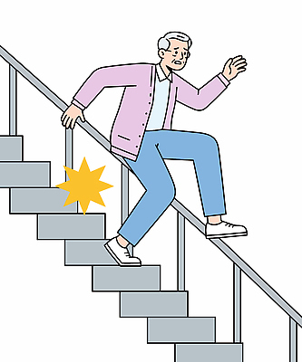 전신 노년 남자 일러스트 난간 건강 한명 계단 놀람 미끄러짐 위험 사건 충격 조심 노인남자한명만 일러캐릭터 AI파일 캐릭터 1 감정 컨셉 모션 표정 사람 성인 남자한명만 노인남자만 파일형식 벡터