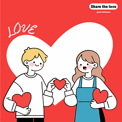 커플 여자 남자 행복 일러스트 사랑 들기 상반신 성인 두명 빨간색 하트 봉사 나눔 기부 성인만 국내일러스트 AI파일 모양 감정 컬러 관계 모션 사람 도움 파일형식 벡터