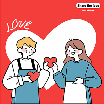 커플 여자 남자 행복 일러스트 사랑 들기 상반신 성인 두명 빨간색 하트 봉사 나눔 기부 성인만 국내일러스트 AI파일 모양 감정 컬러 관계 모션 사람 도움 파일형식 벡터