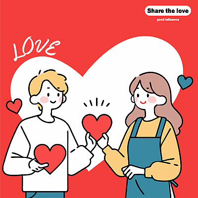 커플 여자 남자 행복 일러스트 사랑 들기 상반신 성인 두명 빨간색 하트 봉사 나눔 기부 성인만 국내일러스트 AI파일 모양 감정 컬러 관계 모션 사람 도움 파일형식 벡터