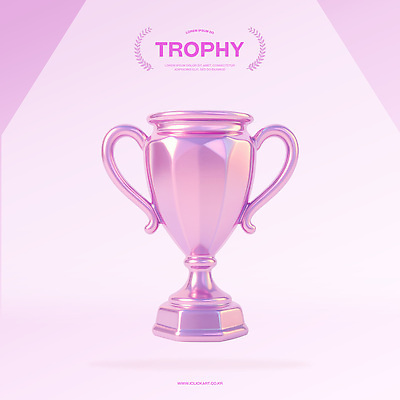 PSD 편집이미지 분홍색 사람없음 3D 우승 트로피 오브젝트 광택 홀로그램 편집3D 컬러 최고 상_우승 디지털합성 파일형식