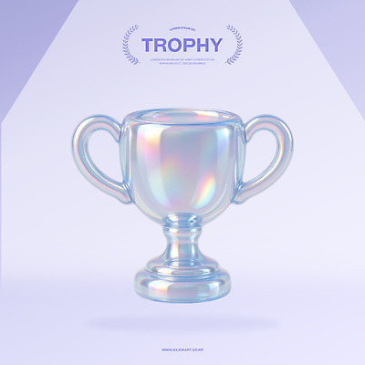 PSD 편집이미지 사람없음 3D 보라색 우승 트로피 오브젝트 광택 홀로그램 편집3D 컬러 최고 상_우승 디지털합성 파일형식
