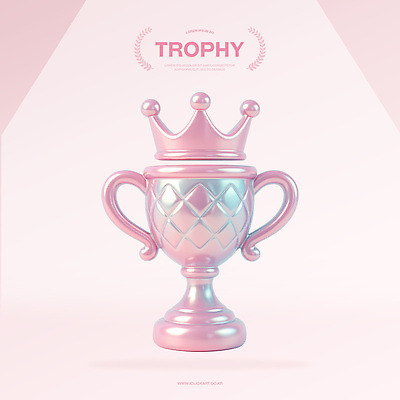 PSD 편집이미지 분홍색 왕관 사람없음 3D 우승 트로피 오브젝트 광택 홀로그램 편집3D 컬러 최고 상_우승 디지털합성 파일형식
