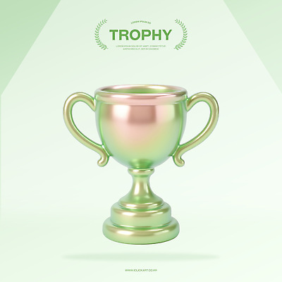 PSD 편집이미지 사람없음 연두색 3D 우승 트로피 오브젝트 광택 홀로그램 편집3D 초록색 최고 상_우승 디지털합성 파일형식