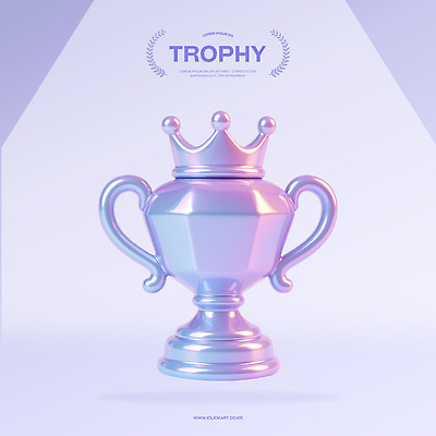 PSD 편집이미지 왕관 사람없음 3D 보라색 우승 트로피 오브젝트 광택 홀로그램 편집3D 컬러 최고 상_우승 디지털합성 파일형식