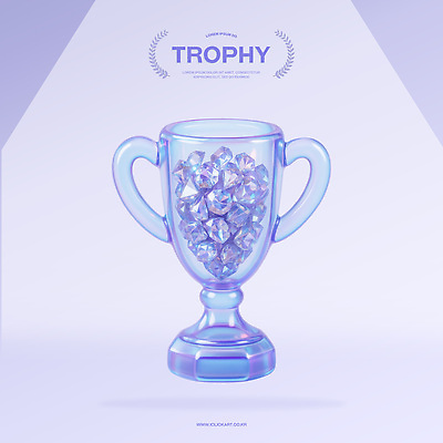 PSD 편집이미지 사람없음 3D 보라색 우승 가득함 트로피 오브젝트 다이아몬드 광택 홀로그램 편집3D 컬러 최고 보석 상_우승 디지털합성 파일형식