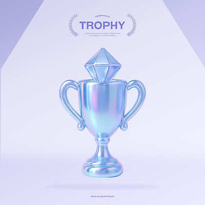PSD 편집이미지 사람없음 3D 보라색 우승 트로피 오브젝트 다이아몬드 광택 홀로그램 편집3D 컬러 최고 보석 상_우승 디지털합성 파일형식
