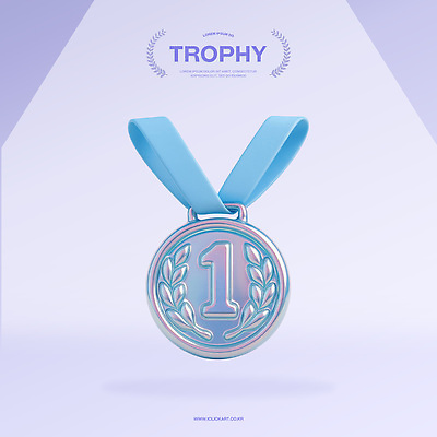 PSD 편집이미지 1 사람없음 3D 보라색 우승 메달 오브젝트 광택 월계수 홀로그램 편집3D 컬러 최고 디지털합성 상_상패 파일형식