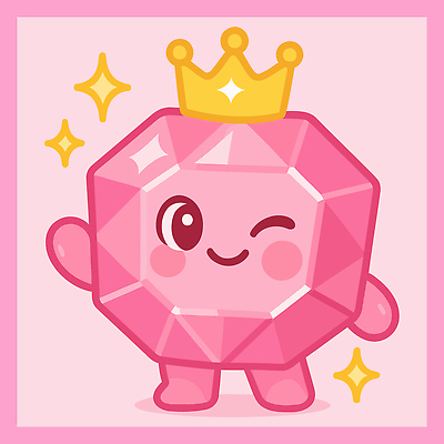 캐릭터 분홍색 일러스트 왕관 윙크 미소 사람없음 반짝임 손들기 귀여움 행운 손인사 다이아몬드 국내일러스트 일러캐릭터 AI파일 컬러 컨셉 모션 표정 인사 보석 파일형식 벡터