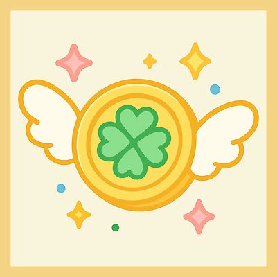 날개 일러스트 사람없음 반짝임 노란색 귀여움 동전 비행 행운 네잎클로버 금화 국내일러스트 AI파일 식물 컬러 컨셉 돈 모션 황금 클로버 파일형식 벡터