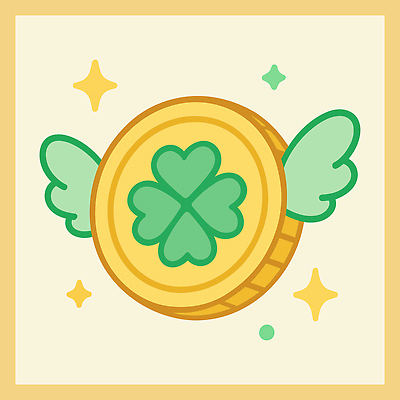 날개 일러스트 사람없음 반짝임 노란색 귀여움 동전 비행 행운 네잎클로버 금화 국내일러스트 AI파일 식물 컬러 컨셉 돈 모션 황금 클로버 파일형식 벡터