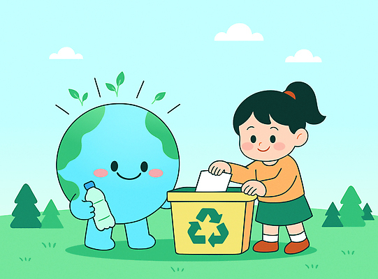 전신 나무 구름 여자 지구 어린이 일러스트 자연 하늘 한명 미소 들기 소녀 잔디 초원 친구 귀여움 자연보호 그린캠페인 재활용 쓰레기통 버리기 에코 친환경 분리수거 페트병 분리수거함 넣기 지구의날 소녀한명만 세계환경의날 재활용표시 국내일러스트 AI파일 자연요소 식물 1 기념일 캠페인 컨셉 관계 모션 표시 표정 사람 환경 보호 생태계 수거함 병_담는 여자한명만 소녀만 파일형식 벡터 법정기념일