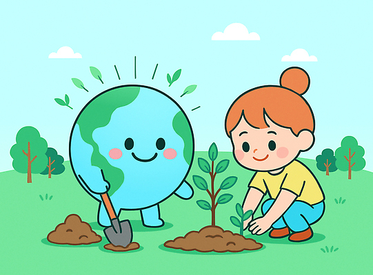 전신 나무 구름 여자 지구 어린이 잎 일러스트 자연 하늘 한명 미소 들기 소녀 잔디 초원 친구 귀여움 자연보호 그린캠페인 삽 에코 친환경 덮기 나무심기 웅크림 묘목 지구의날 소녀한명만 세계환경의날 국내일러스트 AI파일 자연요소 식물 1 기념일 캠페인 컨셉 관계 모션 표정 사람 환경 보호 생태계 심기 여자한명만 소녀만 파일형식 벡터 법정기념일