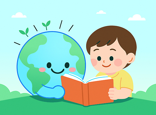 구름 남자 지구 어린이 일러스트 자연 하늘 한명 미소 소년 초원 상반신 책 친구 독서 새싹 귀여움 자연보호 그린캠페인 잡기 풀 읽기 언덕 에코 친환경 지구의날 소년한명만 세계환경의날 국내일러스트 AI파일 자연요소 식물 1 기념일 캠페인 컨셉 관계 모션 표정 사람 환경 보호 생태계 남자한명만 소년만 파일형식 벡터 법정기념일
