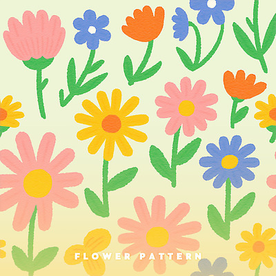 PSD 백그라운드 잎 꽃무늬 일러스트 사람없음 컬러풀 귀여움 파스텔 플라워패턴 국내일러스트 식물 꽃 컬러 컨셉 무늬 패턴 학용품 파일형식