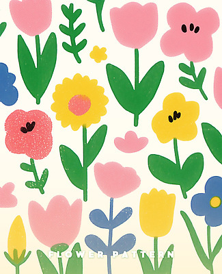 PSD 백그라운드 잎 꽃무늬 일러스트 사람없음 컬러풀 귀여움 파스텔 플라워패턴 국내일러스트 식물 꽃 컬러 컨셉 무늬 패턴 학용품 파일형식