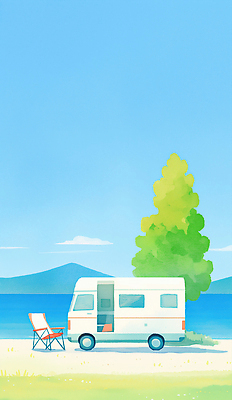 JPG 나무 구름 라이프스타일 바다 하늘색 일러스트 하늘 휴식 수채화 아웃도어 텐트 사람없음 여름풍경 캠핑 캠핑카 캠핑의자 국내일러스트 AI일러스트 AI콘텐츠 자연요소 식물 컨셉 의자 자동차 레저 캠핑도구 풍경 생활 파란색 파일형식 여름_계절