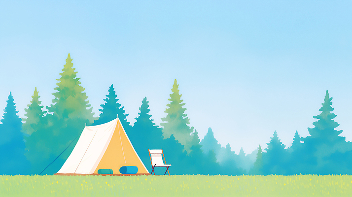 JPG 나무 라이프스타일 하늘색 일러스트 하늘 휴식 수채화 아웃도어 텐트 초원 사람없음 여름풍경 캠핑 캠핑의자 국내일러스트 AI일러스트 AI콘텐츠 식물 컨셉 의자 레저 캠핑도구 풍경 생활 파란색 파일형식 여름_계절