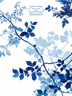 PSD 나무 일러스트 잉크 사람없음 파란색 패턴백그라운드 번짐 보테니컬아트 국내일러스트 식물 컬러 백그라운드 패턴 파일형식 효과