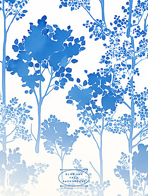 PSD 나무 일러스트 잉크 사람없음 파란색 패턴백그라운드 번짐 보테니컬아트 국내일러스트 식물 컬러 백그라운드 패턴 파일형식 효과