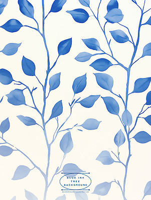 PSD 나무 일러스트 잉크 사람없음 파란색 패턴백그라운드 번짐 보테니컬아트 국내일러스트 식물 컬러 백그라운드 패턴 파일형식 효과