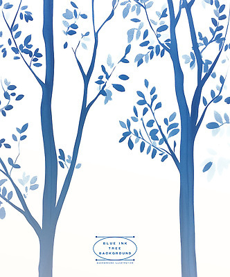 PSD 나무 일러스트 잉크 사람없음 파란색 패턴백그라운드 번짐 보테니컬아트 국내일러스트 식물 컬러 백그라운드 패턴 파일형식 효과