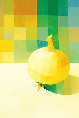 JPG 일러스트 식재료 양파 추상 사람없음 노란색 사각형 겹침 국내일러스트 AI일러스트 AI콘텐츠 도형 컬러 무늬 채소 파일형식