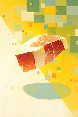 JPG 조각 일러스트 식재료 단면 추상 육류 사람없음 노란색 사각형 겹침 국내일러스트 AI일러스트 AI콘텐츠 도형 컬러 무늬 파일형식