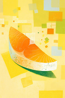 JPG 조각 일러스트 식재료 단면 추상 사람없음 노란색 사각형 연어 겹침 국내일러스트 AI일러스트 AI콘텐츠 도형 컬러 무늬 어류 파일형식