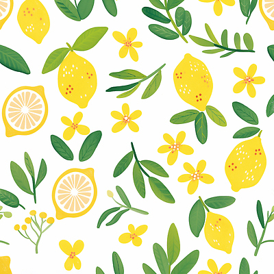 JPG 꽃 잎 일러스트 단면 사람없음 노란색 패턴백그라운드 레몬 아크릴 국내일러스트 AI일러스트 AI콘텐츠 식물 컬러 백그라운드 패턴 과일 재질 파일형식