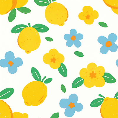 JPG 꽃 잎 일러스트 사람없음 노란색 패턴백그라운드 레몬 아크릴 국내일러스트 AI일러스트 AI콘텐츠 식물 컬러 백그라운드 패턴 과일 재질 파일형식