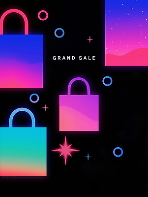 PSD 편집이미지 패턴 사람없음 반짝임 컬러풀 쇼핑백 원형 그라데이션 이미지편집 도형 컬러 무늬 가방 모션 파일형식