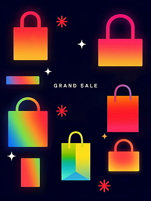 PSD 편집이미지 패턴 사람없음 반짝임 컬러풀 쇼핑백 그라데이션 이미지편집 컬러 무늬 가방 모션 파일형식